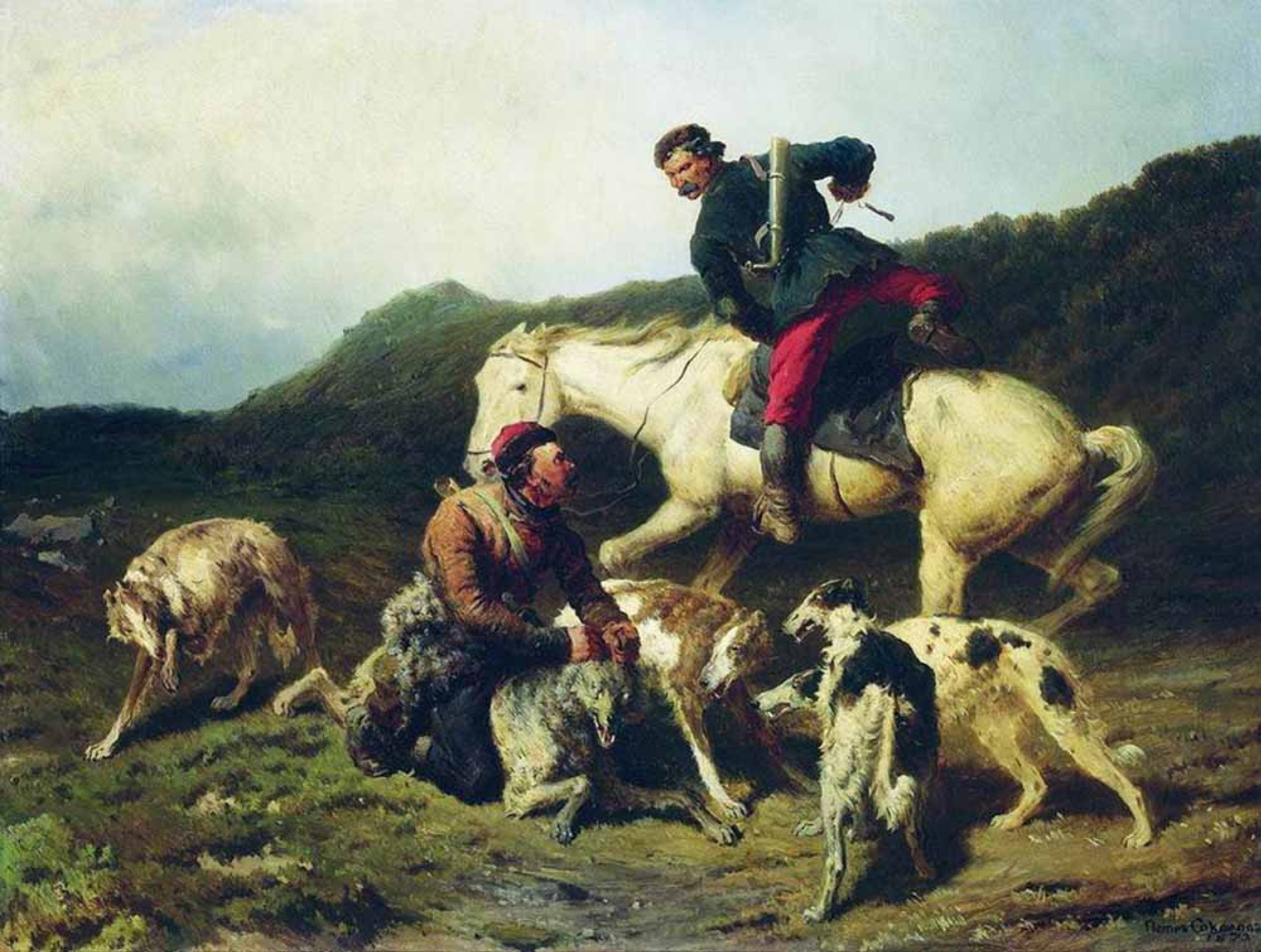 Петр Петрович Соколов - Охота на волка. 1873, 92×70 см: Описание  произведения | Артхив