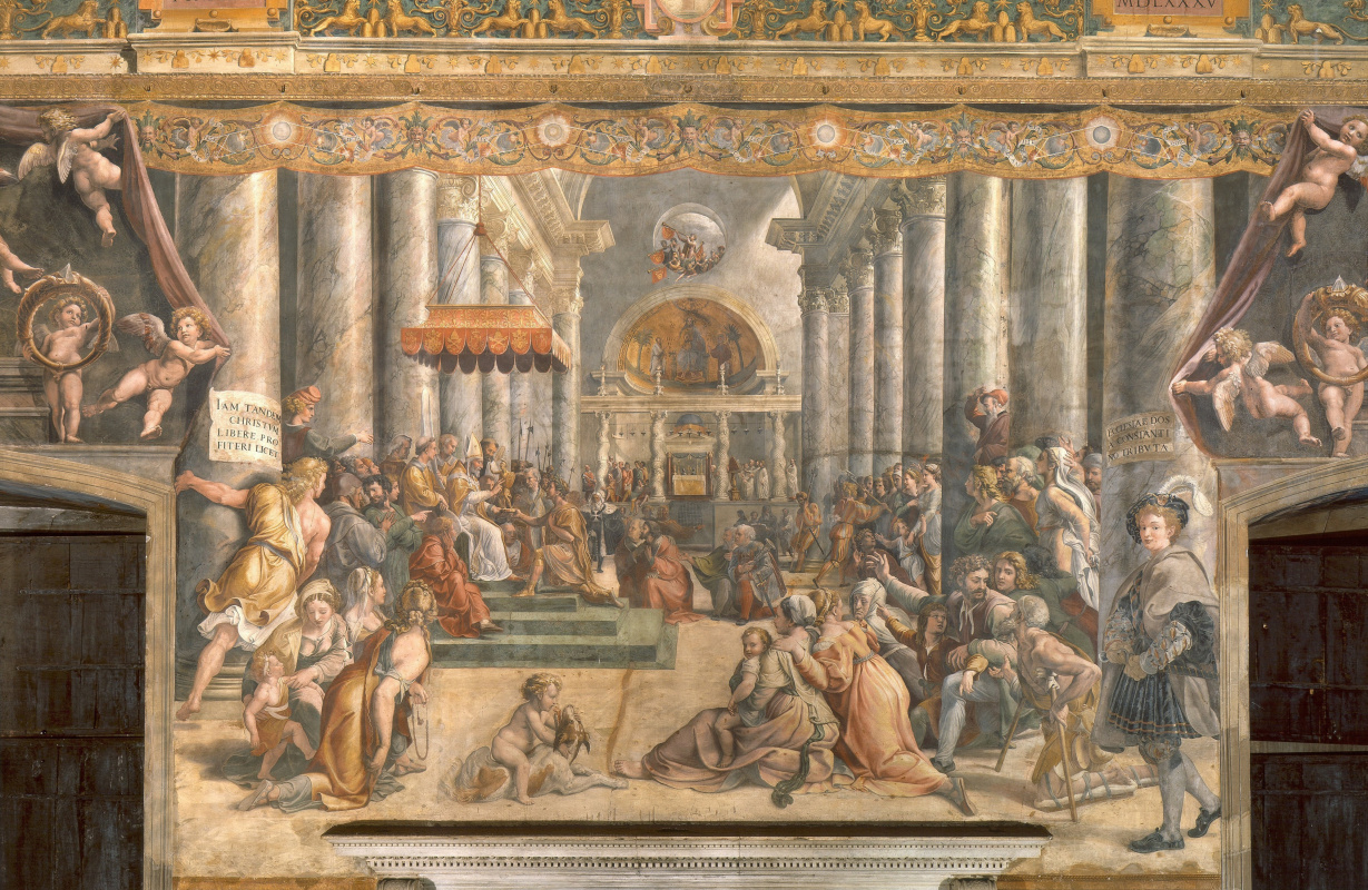 Джованни Франческо Пенни. Фреска в Зале Константина в Апостольском дворце Ватикана. Пожертвование Рима