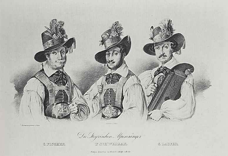 Адольф фон Менцель. Портрет трёх исполнителей тирольских песен К. Фишера, П. Швайцара и С. Лауфера