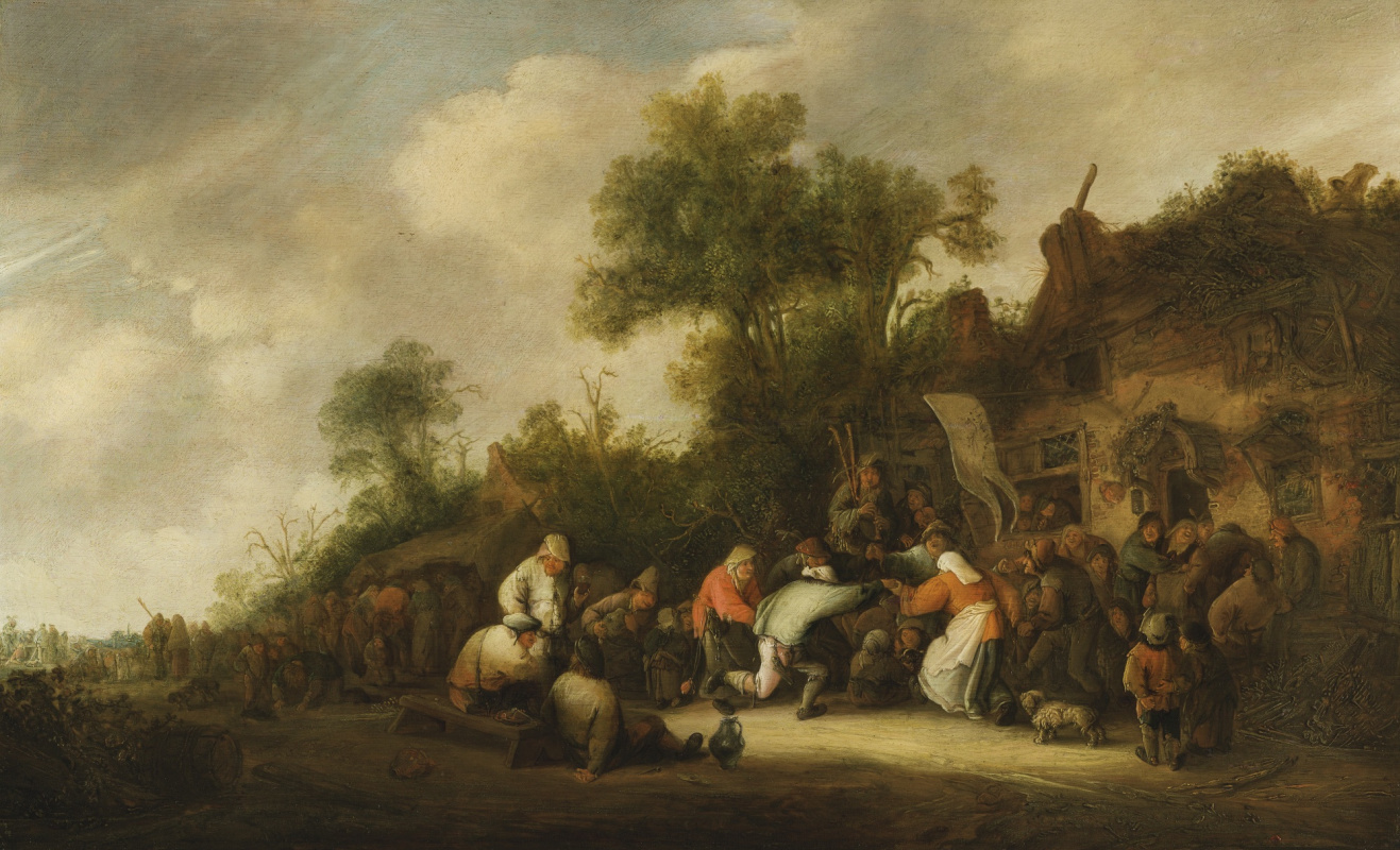 Исаак Янс ван Остаде. Пьяное веселье и танцы крестьян возле таверны