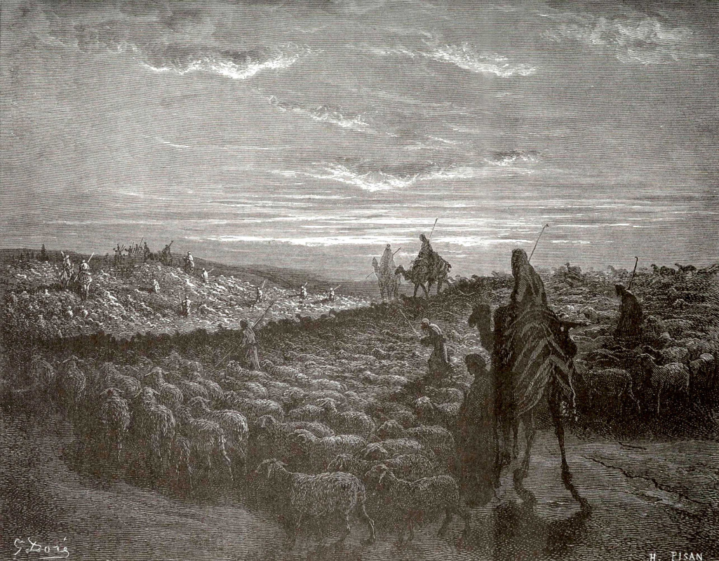 Поль Гюстав Доре. Иллюстрации к Библии: Авраам переселяется в землю Ханаанскую