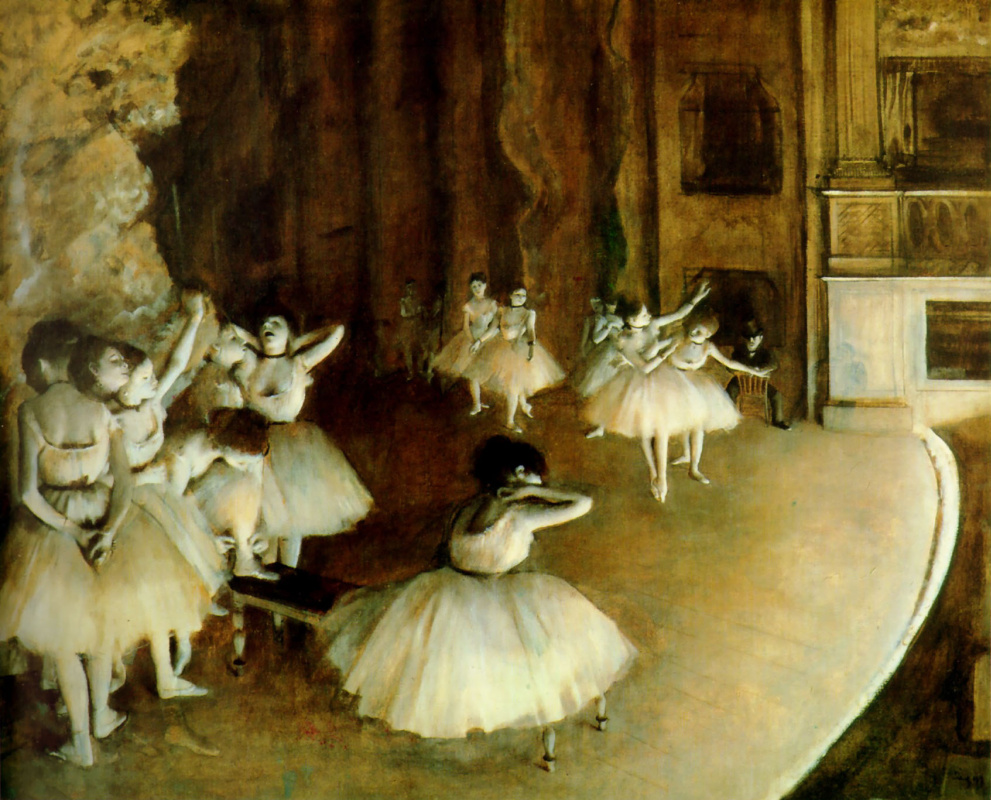 Эдгар Дега. Генеральная репетиция балета на сцене