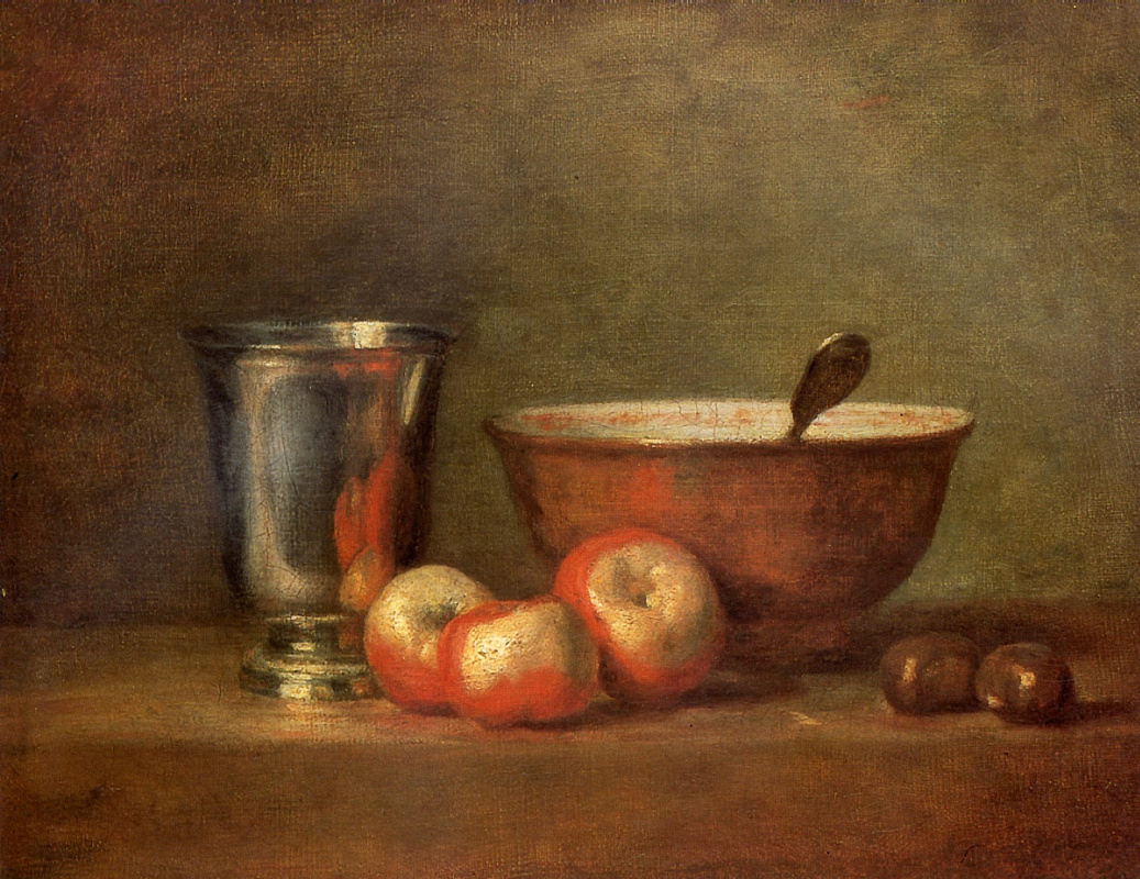 Серебряный кубок (Натюрморт с тремя яблоками, чашей и серебряным кубком)