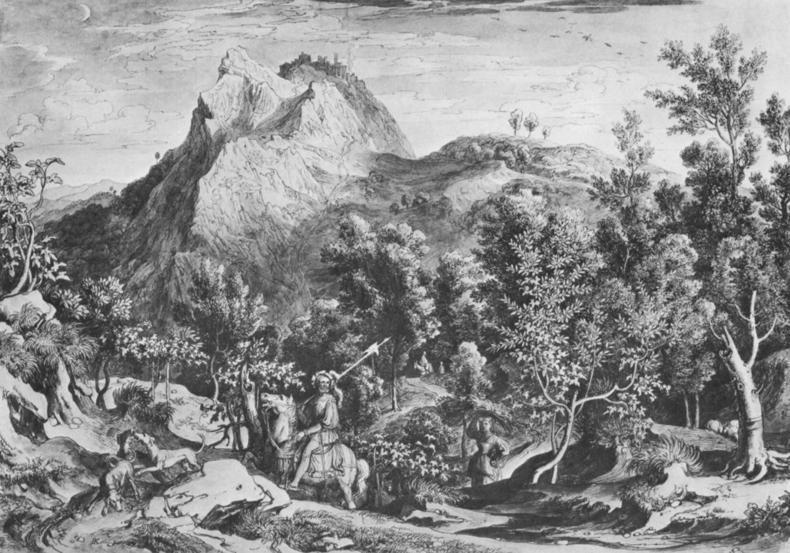 Йозеф Антон Кох. Пейзаж с охотником близ Чивителлы