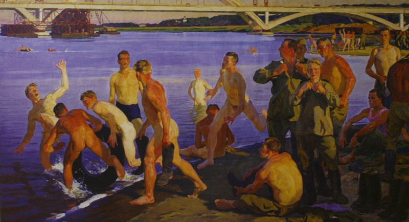 Дмитрий Дмитриевич Жилинский. «Купающиеся солдаты (Строители моста)» 1959