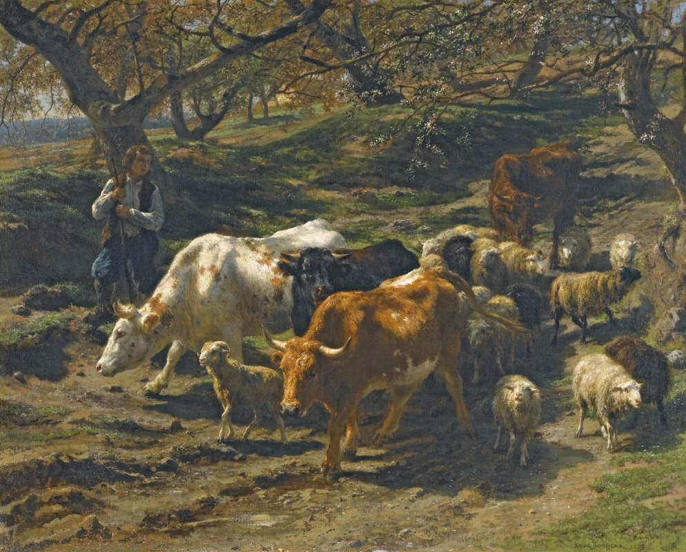 Роза Бонёр. Пастух и стадо на горной дороге