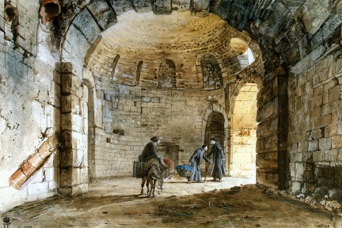 Жан-Пьер-Лоран Уэль. Античные бани в Монастыре кармелитов аль Индириццо в Катании