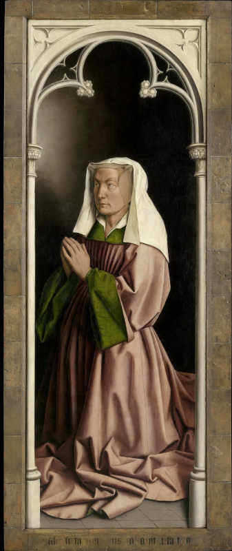 Ян ван Эйк. Гентский алтарь с закрытыми створками. Жена донатора (фрагмент)