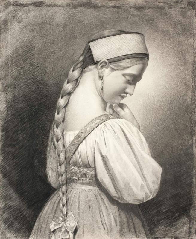 Мария Алексеевна Поленова (Воейкова). Девушка с длинной косой