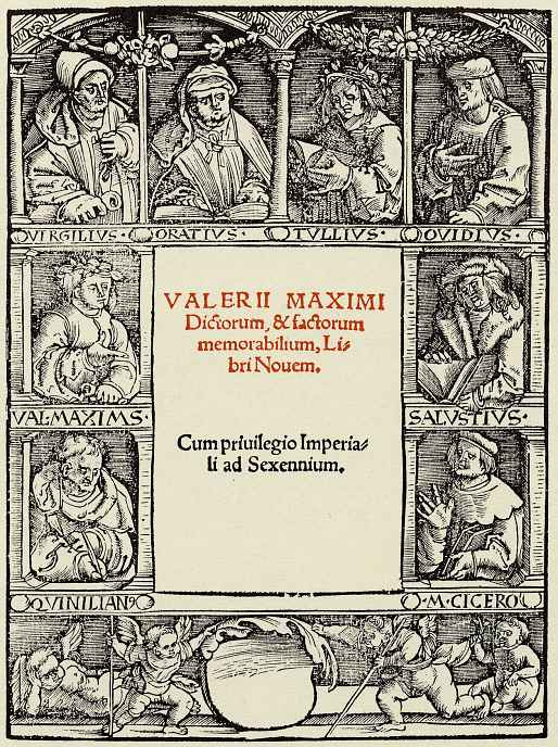 Ханс Бальдунг. Обрамление титула с изображением восьми античных авторов