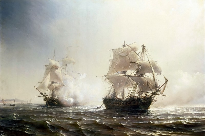 Теодор Гюден. Морской бой между французским и английским фрегатами Эмбускадом и Бостоном близ Нью-Йорка 30 июля 1793 года