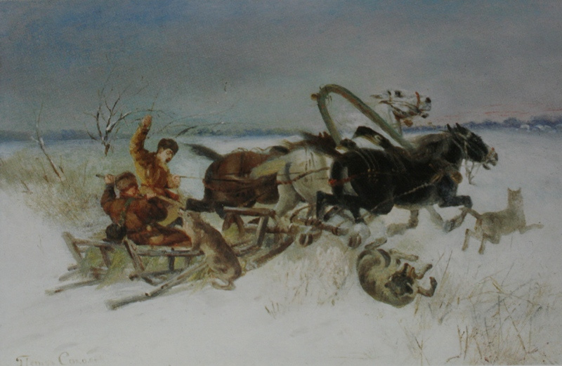 Петр Петрович Соколов. «Нападение волков на польского пана» 1880-е