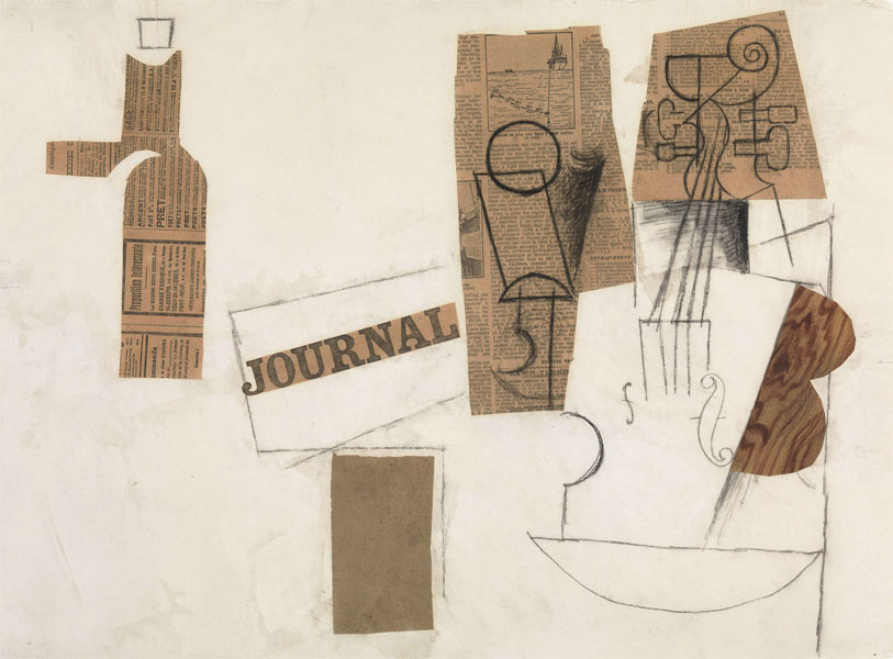 Пабло Пикассо. Сифон, бокал, газеты и скрипка