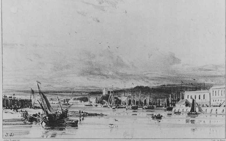 Жюль Дюпре. Вид на гавань в Плимуте