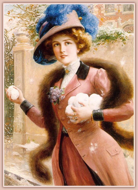 Эмиль Вернон. Элегантная дама играет в снежки