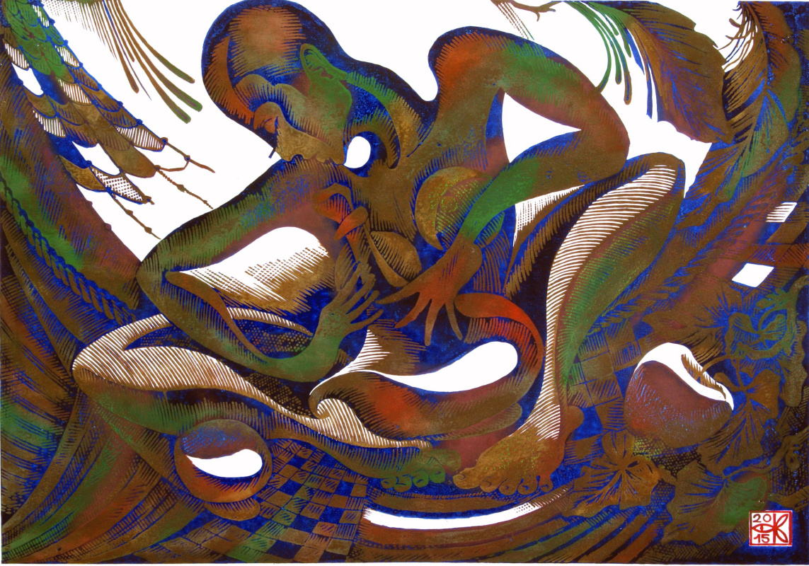 Владимир Катаев. «Аромат вечернего вина-1», Х3/М, А/Р, 45 Х 65 см, 2015 год