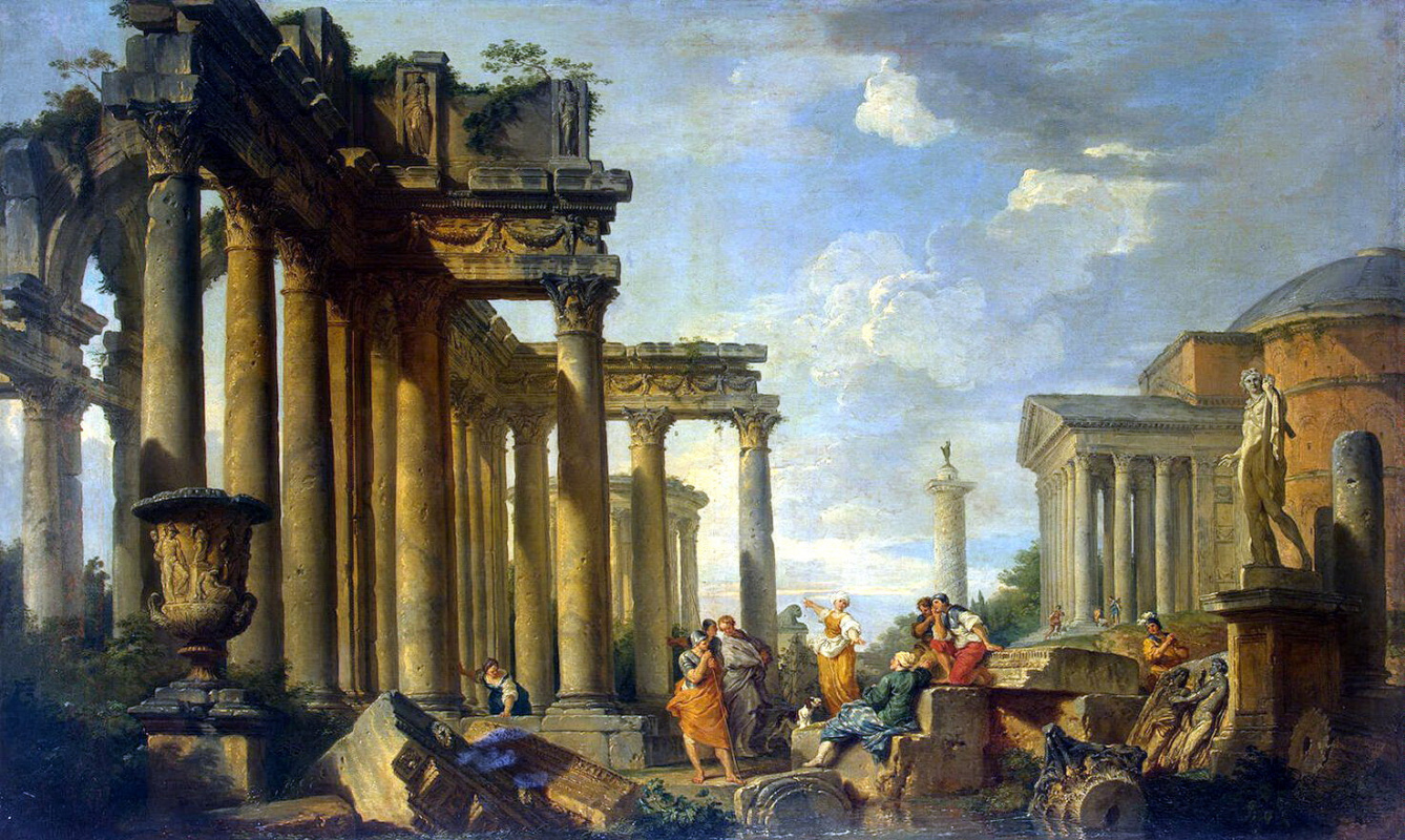 Джованни Паоло Паннини. Проповедь сивиллы в римских развалинах со статуей Аполлона