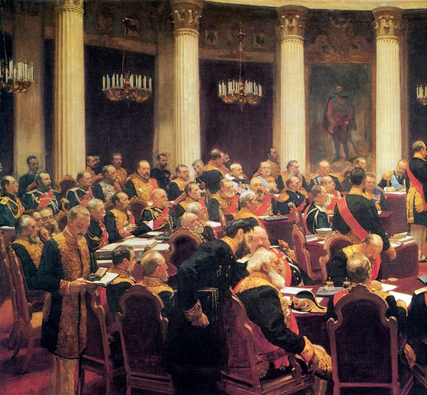 Илья Ефимович Репин. Торжественное заседание Государственного совета 7 мая 1901 года, в день столетнего юбилея со дня его учреждения. Фрагмент