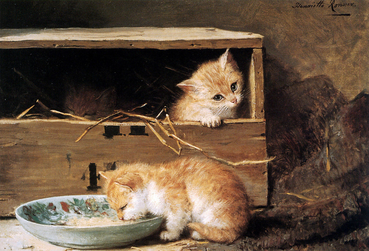 Генриетта Роннер-Книп. Двое котенка в сарае