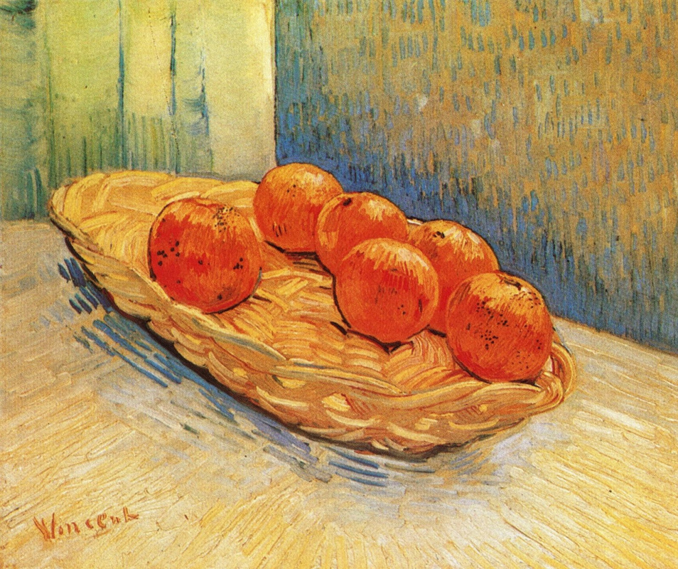 Винсент Ван Гог. Натюрморт с корзинкой и шестью апельсинами