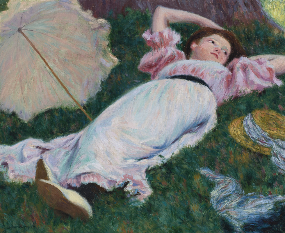 Федерико Дзандоменеги. Женщина, лежащая на траве