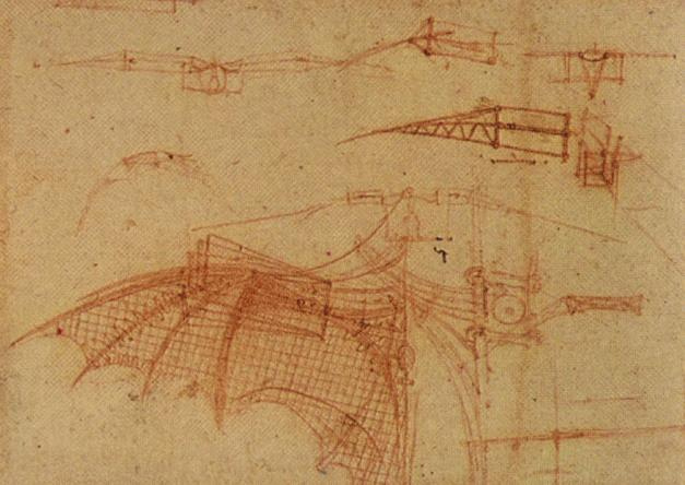 Леонардо да Винчи. Чертеж летательного аппарата