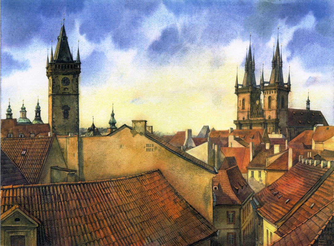 Andrey Kozlov. Прага, вид из окна на Тынский храм