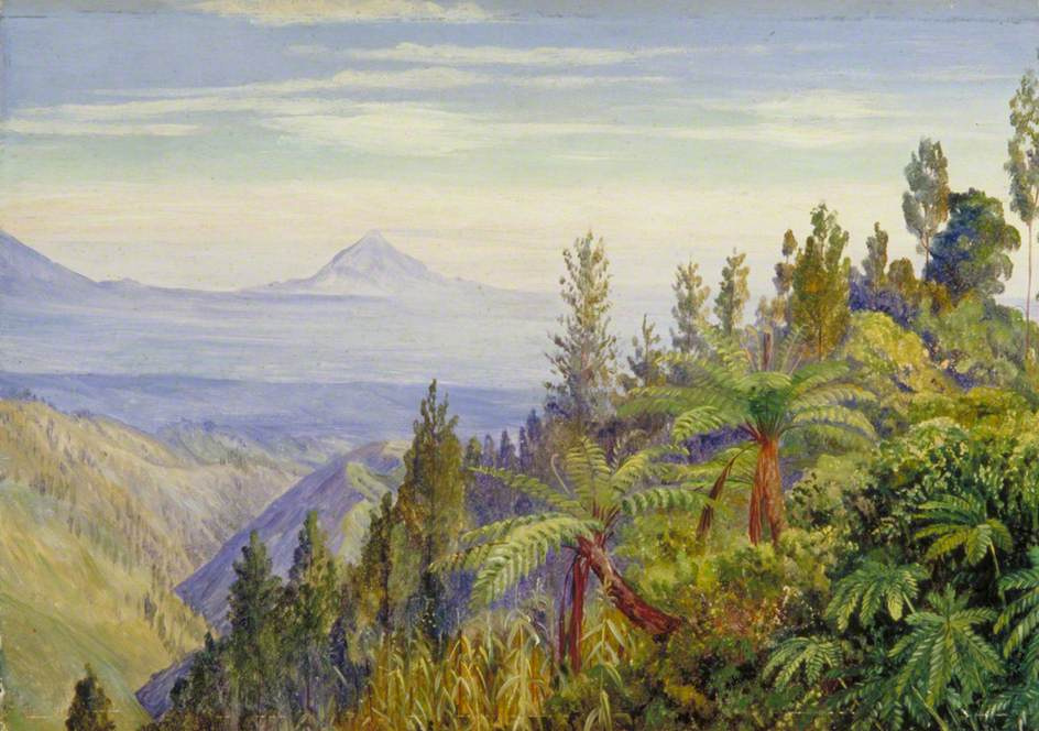 Марианна Норт. Вид на вулкан Арджуно из Тосари, Ява
