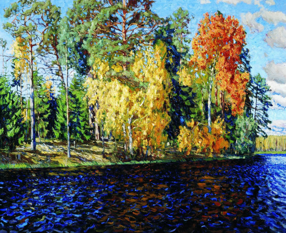 Станислав Юлианович Жуковский. Лесное озеро (Золотая осень. Синяя вода)