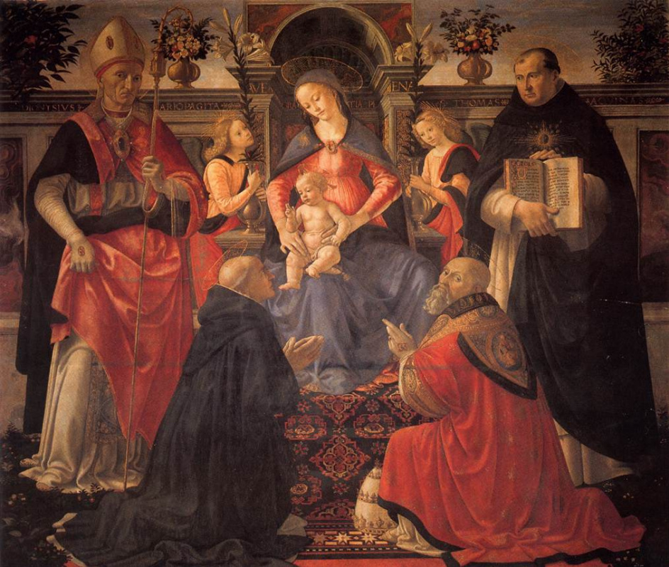 Доменико Гирландайо. Мадонна с младенцем на троне с ангелами и святыми