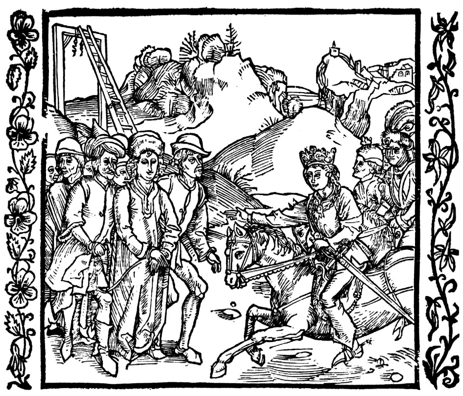 Альбрехт Дюрер. Иллюстрация к книге "Рыцарь де ля Тур". Сын императора освобождает Катона Младшего