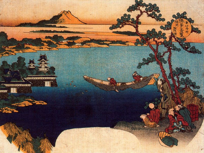 Кацусика Хокусай. Вид на озеро Сува