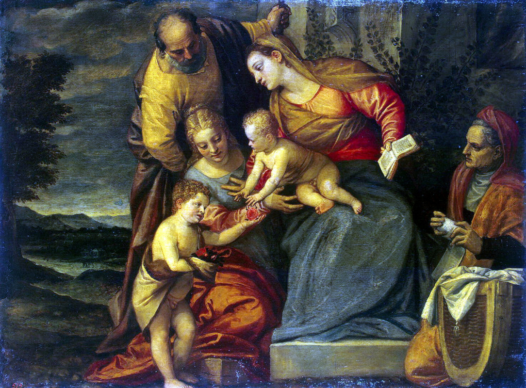 Бенедетто Калиари. Святое Семейство со святыми Екатериной, Анной и Иоанном