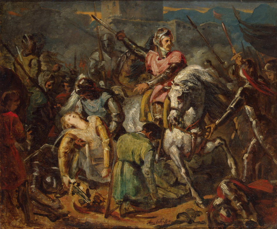 Ари Шеффер. Смерть Гастона де Фуа в битве при Равенне 11 апреля 1512 года. Эскиз