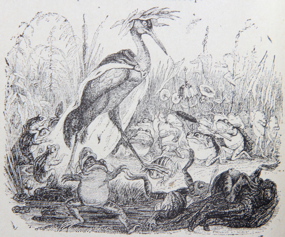 Жан Иньяс Изидор (Жерар) Гранвиль. Лягушки, просившие Царя. Иллюстрации к басням Жана де Лафонтена
