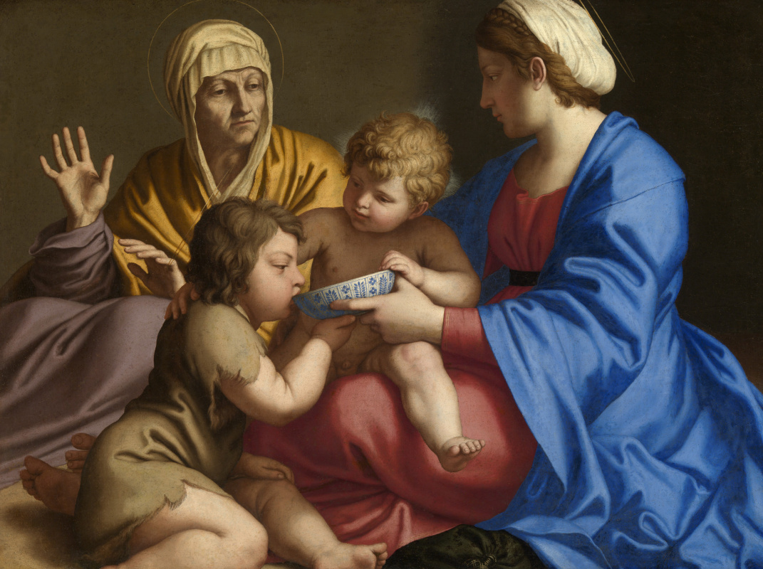 Джованни Батиста Сальви. Мадонна с младенцем и Святой Элизабет