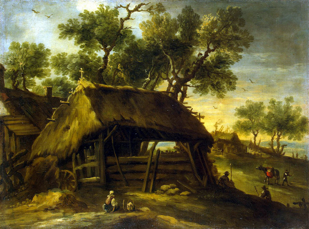 Антонио дель Кастильо. Пейзаж с хижинами