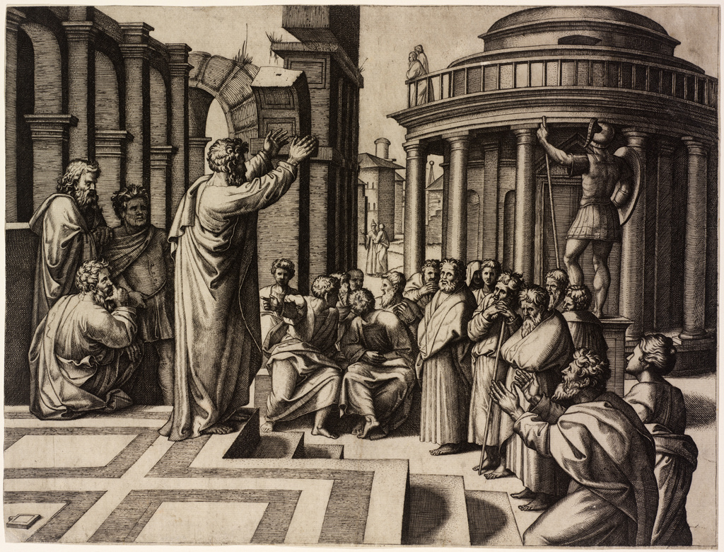 Маркантонио Раймонди. Апостол Павел проповедует в Афинах