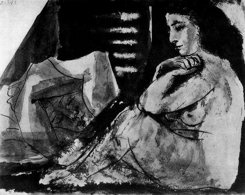 Пабло Пикассо. Спящий мужчина и сидящая женщина