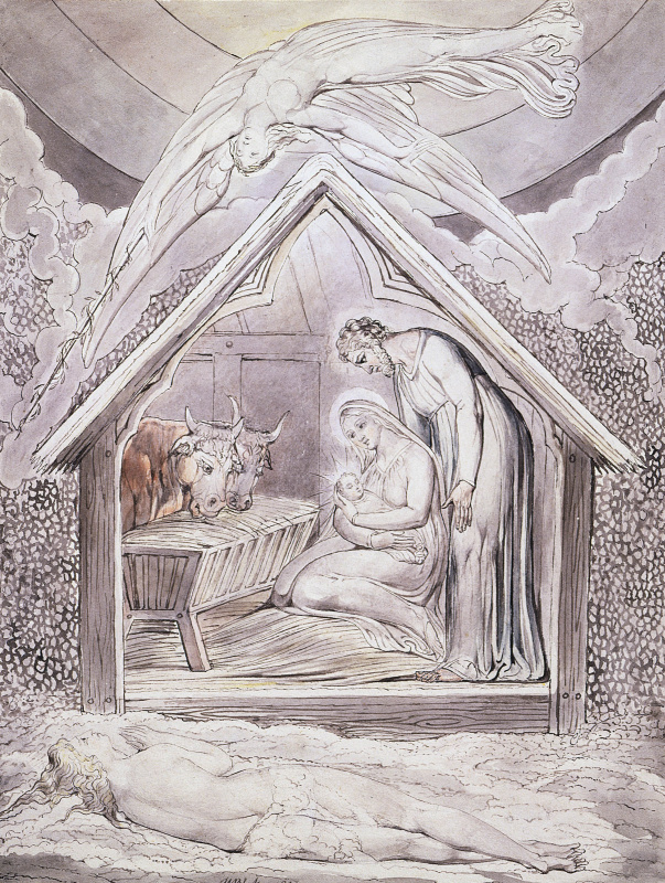 Уильям Блейк. Сошествие Мира. Иллюстрация к поэме Мильтона "Утро Рождества Христова"