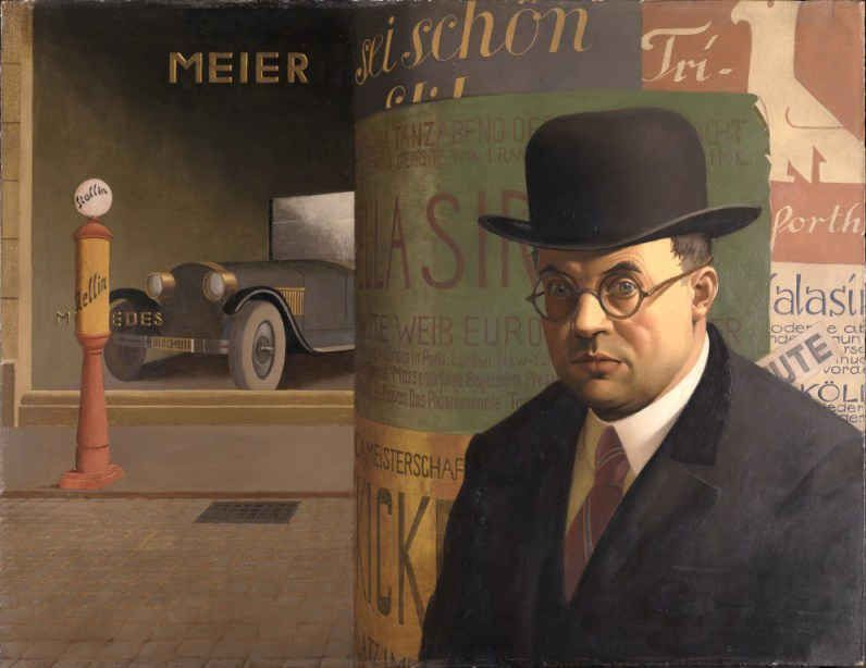 Георг Шольц. Автопортрет на фоне колонны с объявлениями