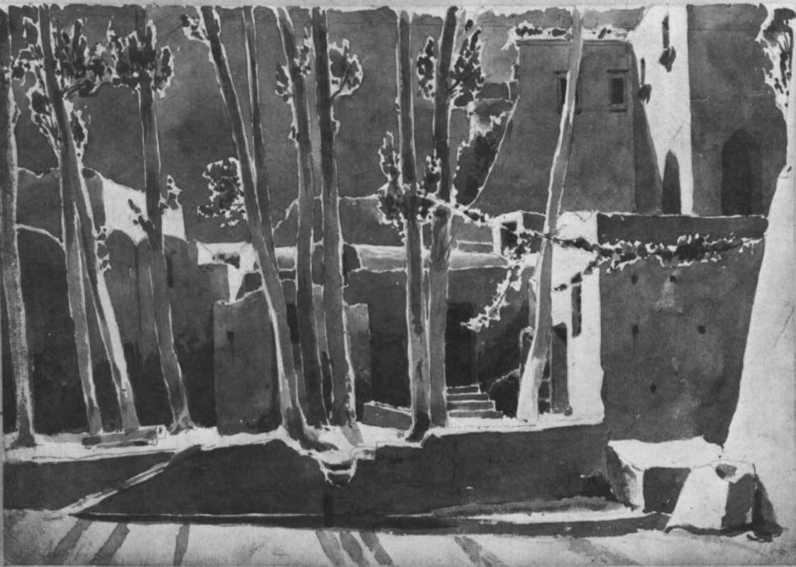 Карл Эдуард Фердинанд Блехен. Деревья и дома в Амальфи