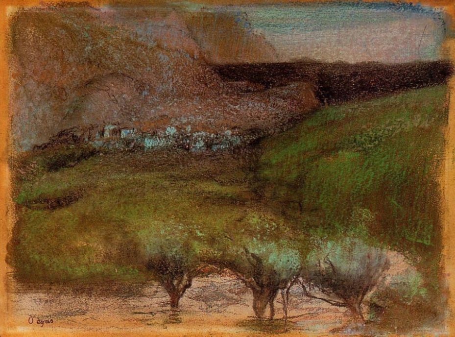 Эдгар Дега. Оливковые деревья на фоне гор