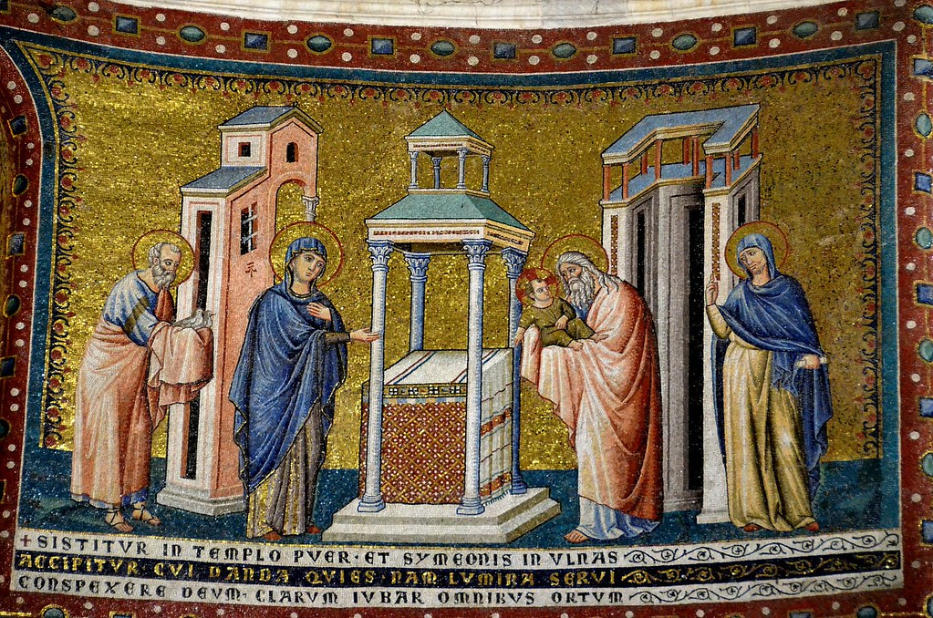Представление младенца Иисуса в храме. Цикл мозаик со сценами из жизни Марии