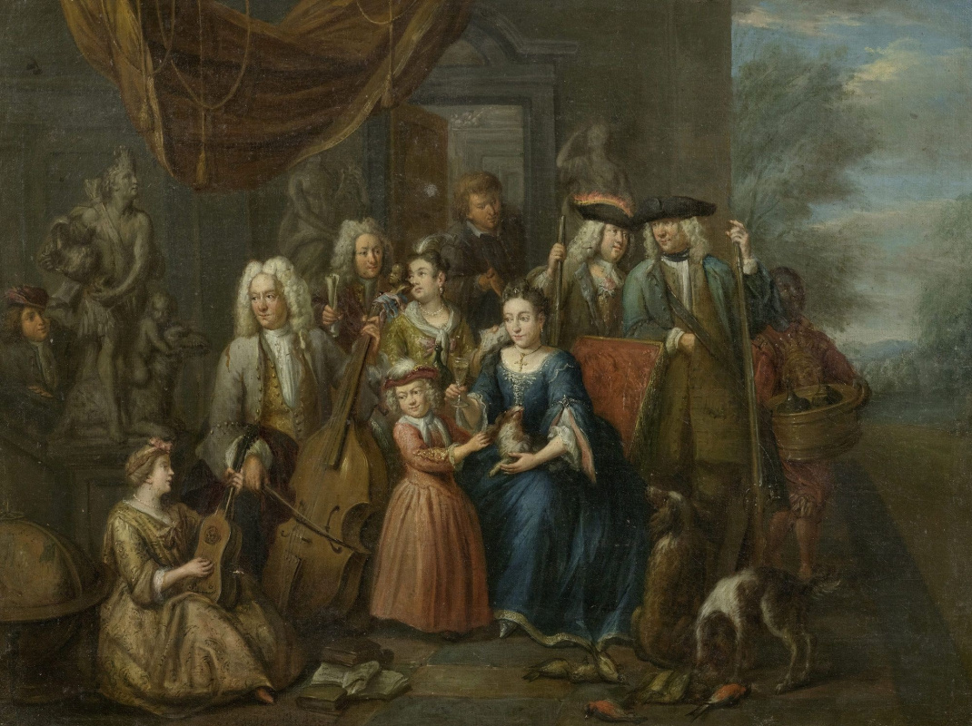 Иоганн Георг Платцер. Семейный портрет с охотничьими трофеями и музыкальными инструментами