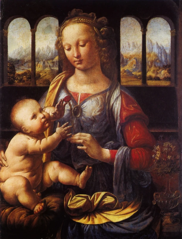 Леонардо да Винчи. Мадонна с гвоздикой