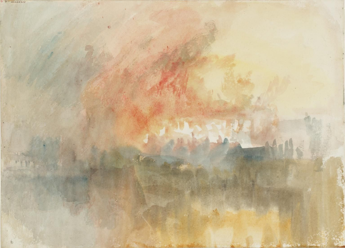 Джозеф Мэллорд Уильям Тёрнер. Пожар на Большом складе лондонского Тауэра в 1841 году