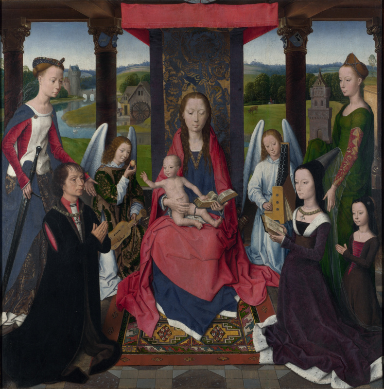 Ганс Мемлинг. Мадонна с младенцем со святыми и донаторами. Триптих Донна. Центральная часть