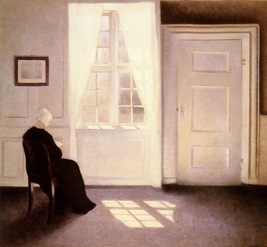 Vilhelm Hammershøi. Woman reading by the window
