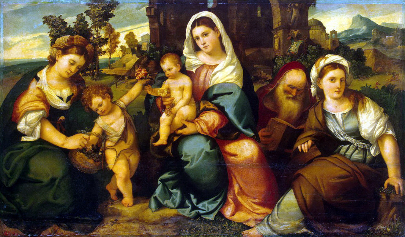 Бонифацио Веронезе. Мадонна с младенцем, святыми Екатериной и Иоанном Крестителем